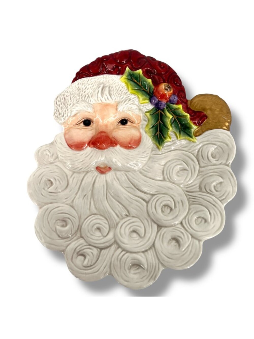 Fitz & Floyd Christmas Santa Canapé Appetizer Snack Plate Handcrafted Ceramic
